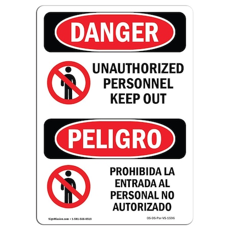 Signmission OSHA Sign, 10" Height, Aluminum, Unauthorized Personnel Keep Out Spanish, VS-1596 OS-DS-A-710-VS-1596